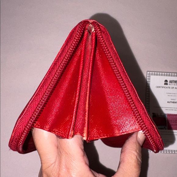 Prada Saffiano Leather long zip around wallet RED AUTHENTIC W/COA Vintage - Picture 9 of 17